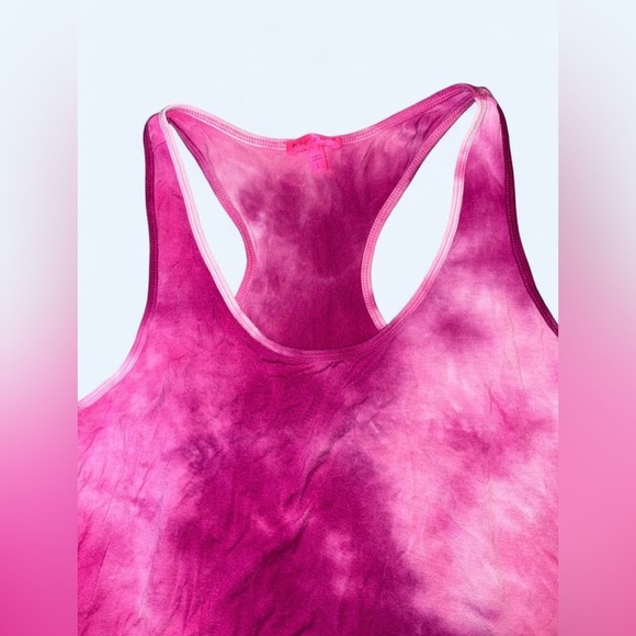 Betsey Johnson Pink Tie-Dye Ruffle Hem Tank Top Size L 🌸🌺 - Picture 4 of 8